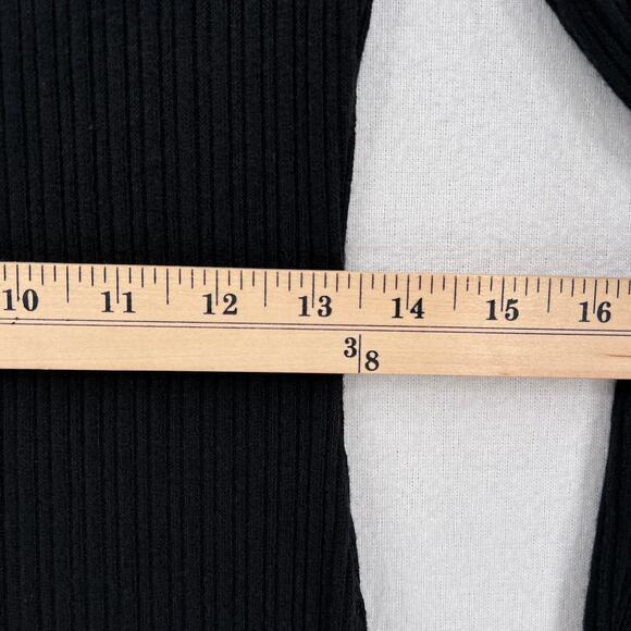 ENZA COSTA Long Sleeve Dress Womens Medium Black Scoop Stretch Rib Knit NEW - Picture 11 of 14